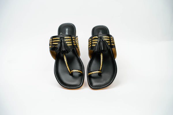 Black Orchids Ethnic Flats