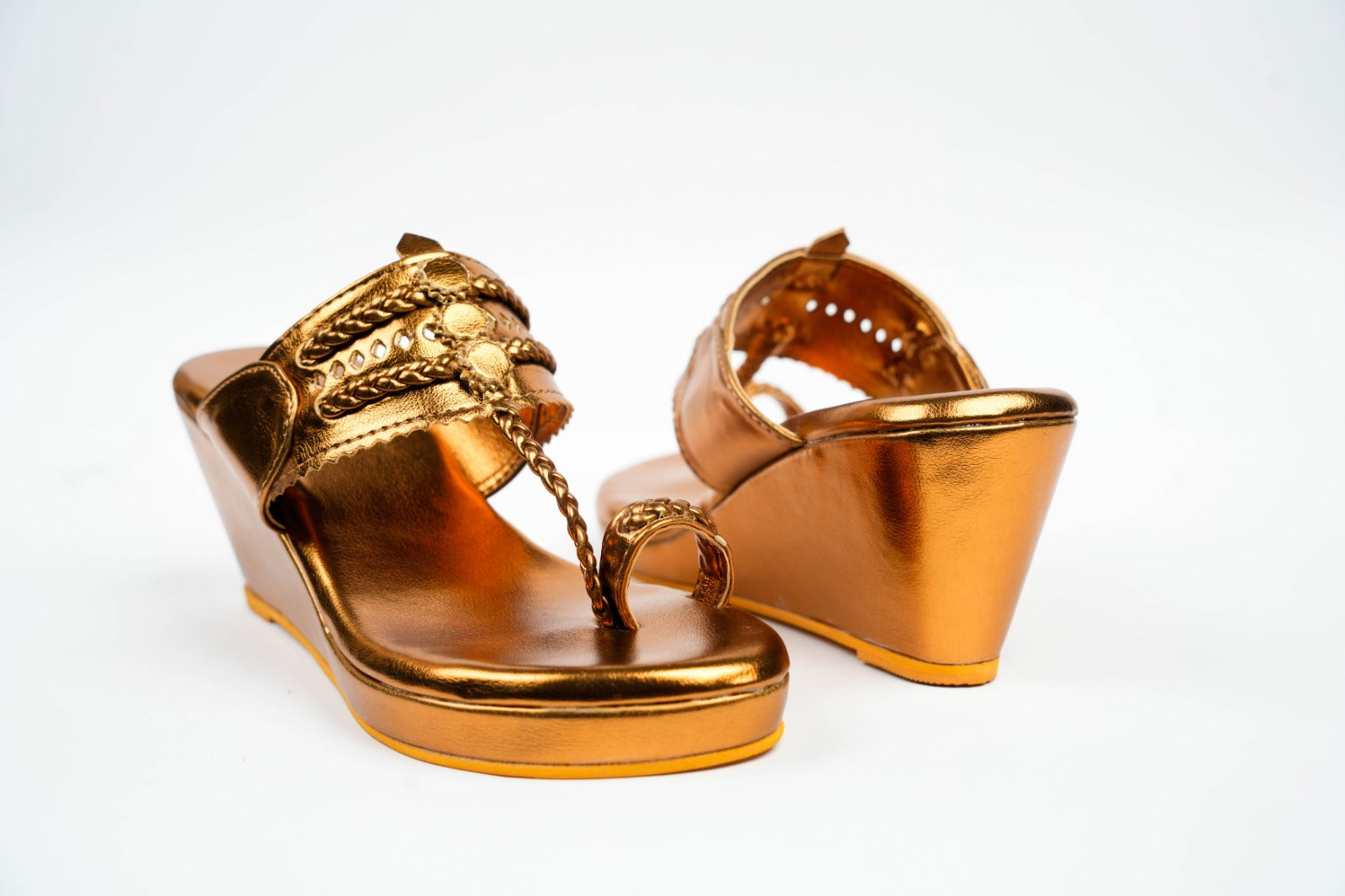 Legacy Gold Kolhapuri Wedges â Shimuzz