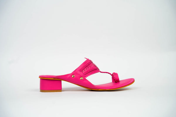 Flaming Magenta Kolhapuri Box Heels