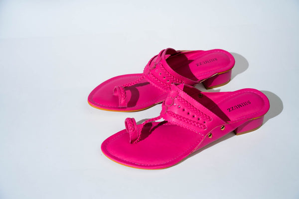 Flaming Magenta Kolhapuri Box Heels