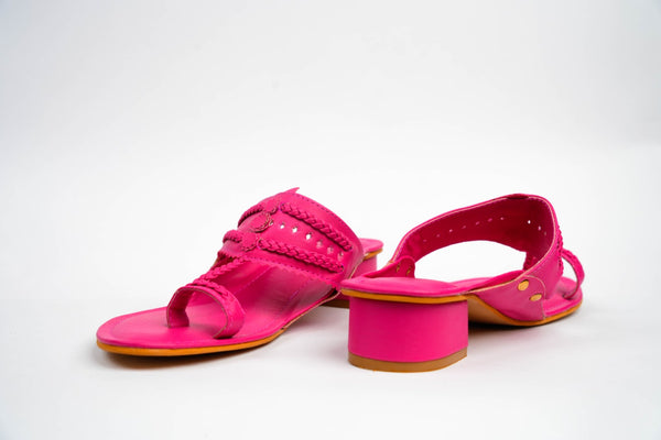 Flaming Magenta Kolhapuri Box Heels