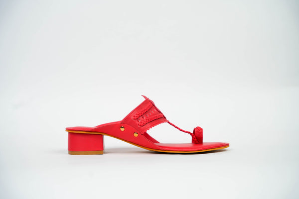 Imperial Red Kolhapuri Box Heels
