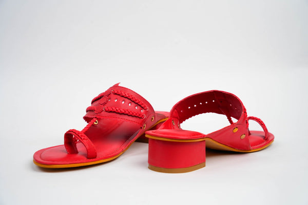 Imperial Red Kolhapuri Box Heels