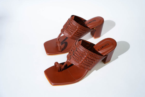 Forrest Woods Square Kolhapuri Block Heels