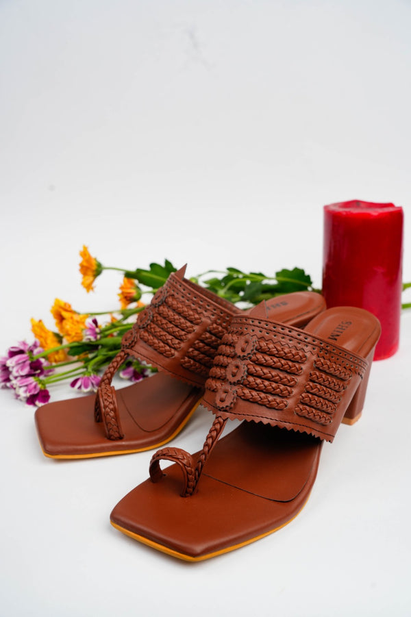 Forrest Woods Square Kolhapuri Block Heels