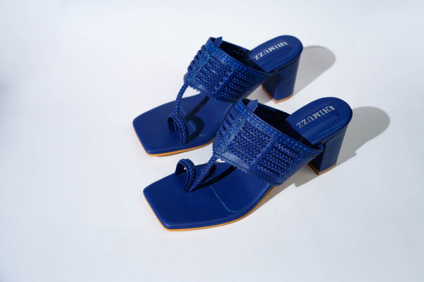 Ocean Hearts Square Kolhapuri Block Heels