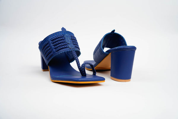Ocean Hearts Square Kolhapuri Block Heels