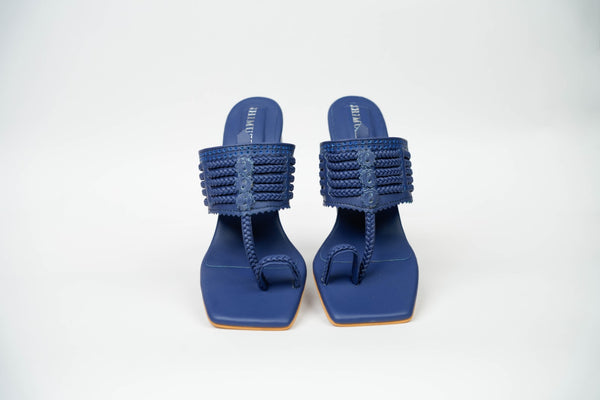 Ocean Hearts Square Kolhapuri Block Heels
