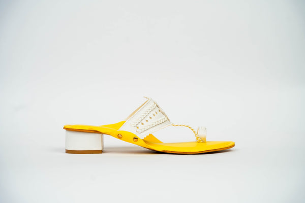 Lemon Drop Kolhapuri Box Heels