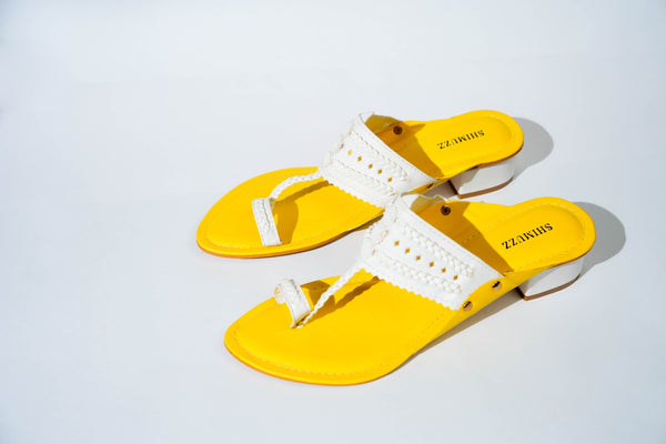 Lemon Drop Kolhapuri Box Heels