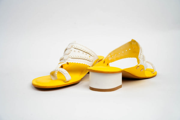 Lemon Drop Kolhapuri Box Heels