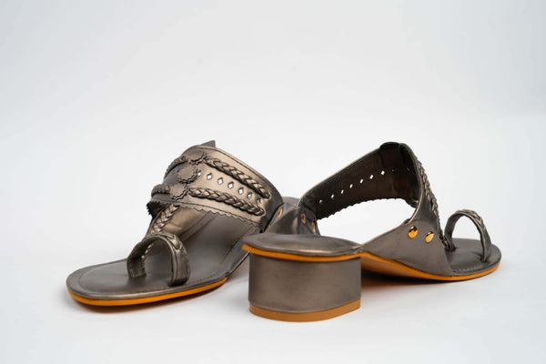 Metal Tips Kolhapuri Box Heels
