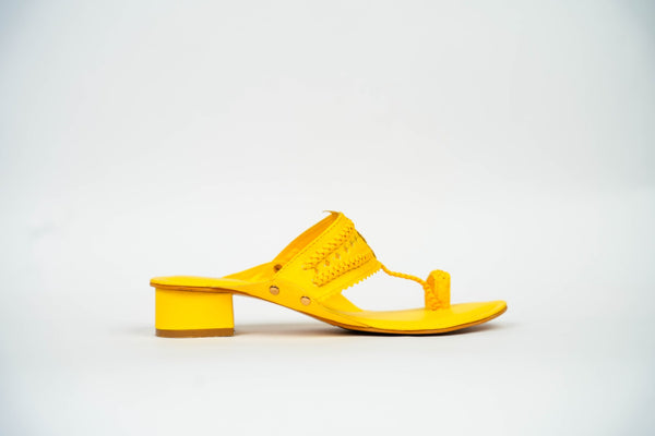 Summer Yellow Kolhapuri Box Heels