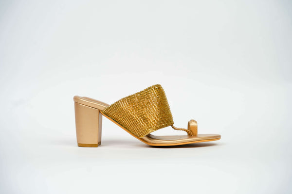Golden Gleam Block Heels