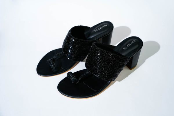 Garnet Black Block Heels