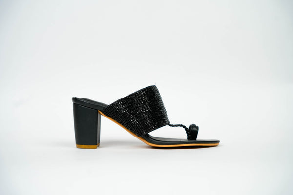 Garnet Black Block Heels