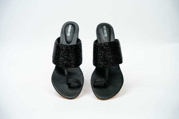 Garnet Black Block Heels