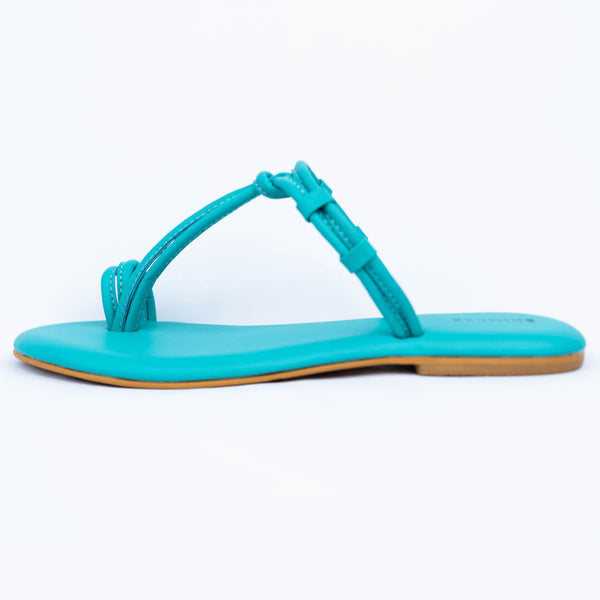 Blue knotted strap flats