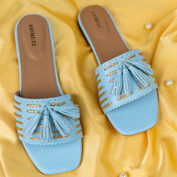 Blue tassel with golden braid sliders
