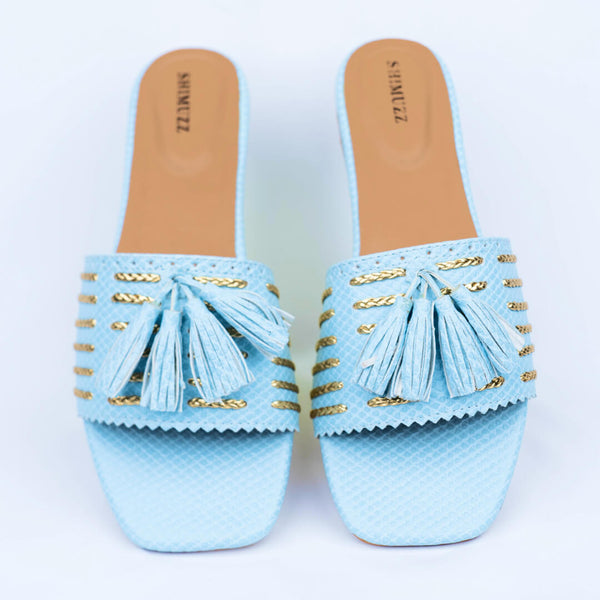 Blue tassel with golden braid sliders