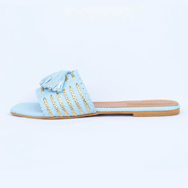 Blue tassel with golden braid sliders