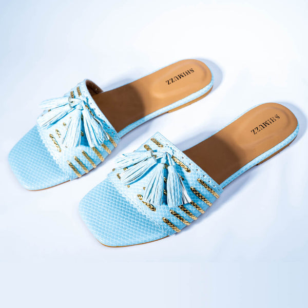 Blue tassel with golden braid sliders