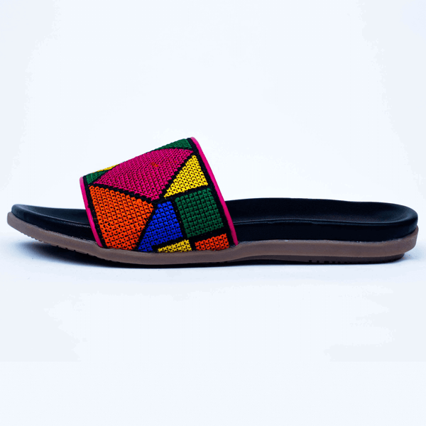 Multicolor thread black sliders