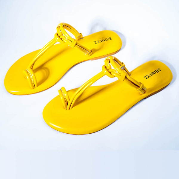 Yellow knotted strap sliders