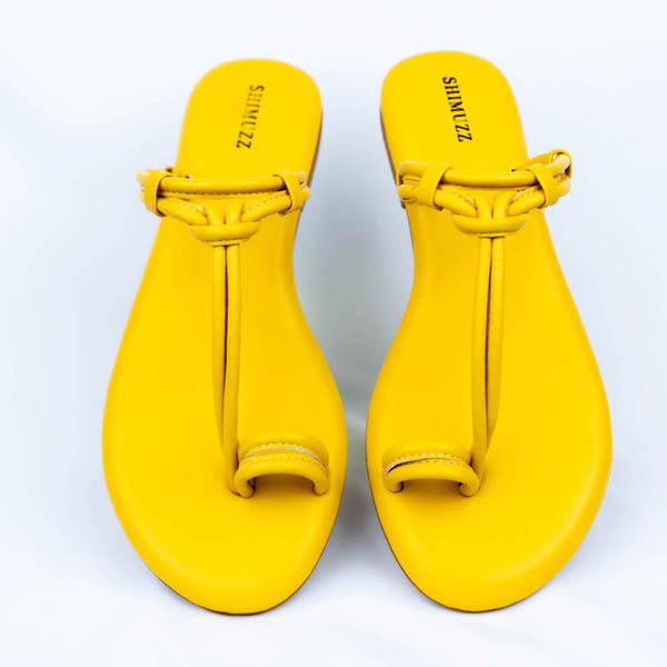 Yellow knotted strap sliders
