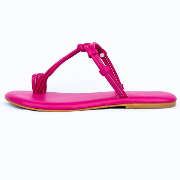 Pink knotted strap flats