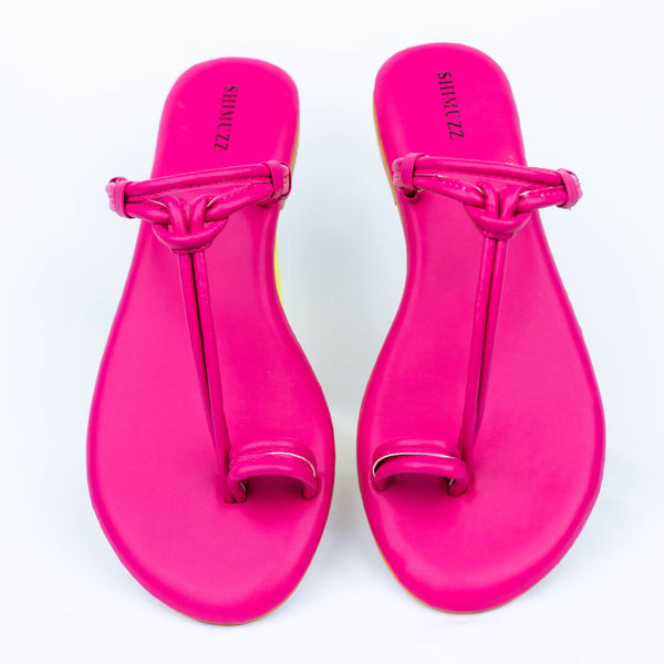 Pink knotted strap flats
