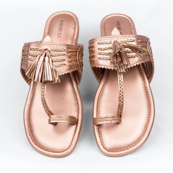 Rose gold tassel with braided flats