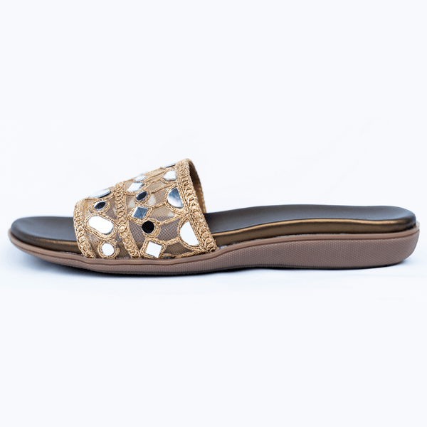 Gold zari with mirror sliders