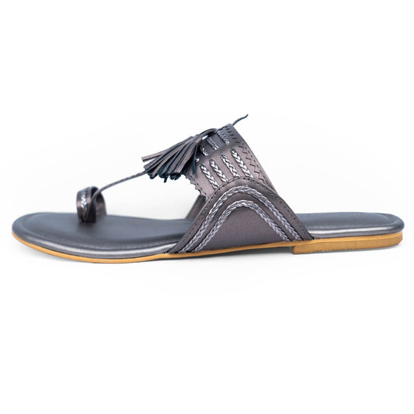 Gunmetal with tassle flats