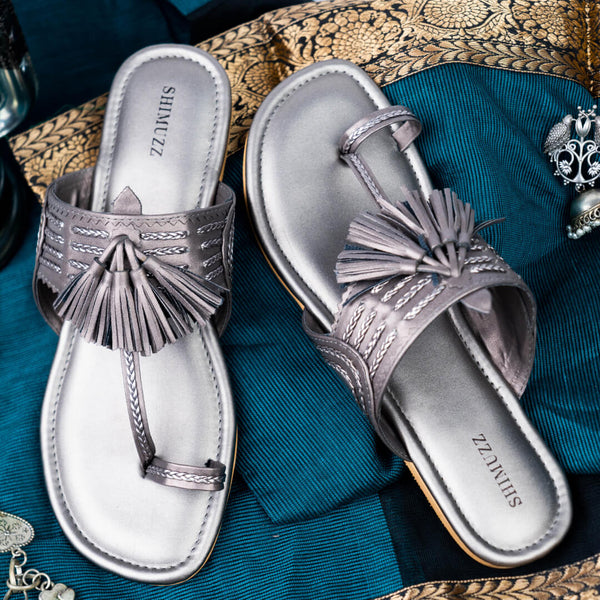 Gunmetal with tassle flats