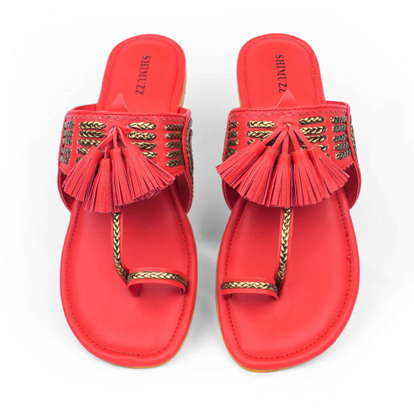Tassel with gold braided red flats
