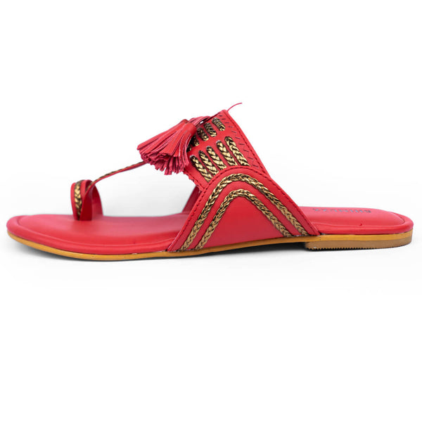 Tassel with gold braided red flats