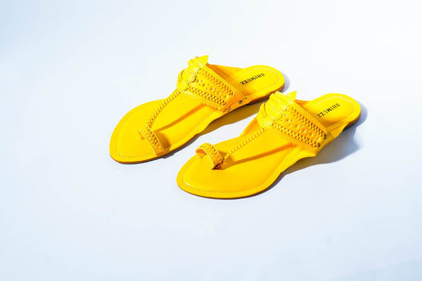 Summer Yellow Koolhapuri Flats