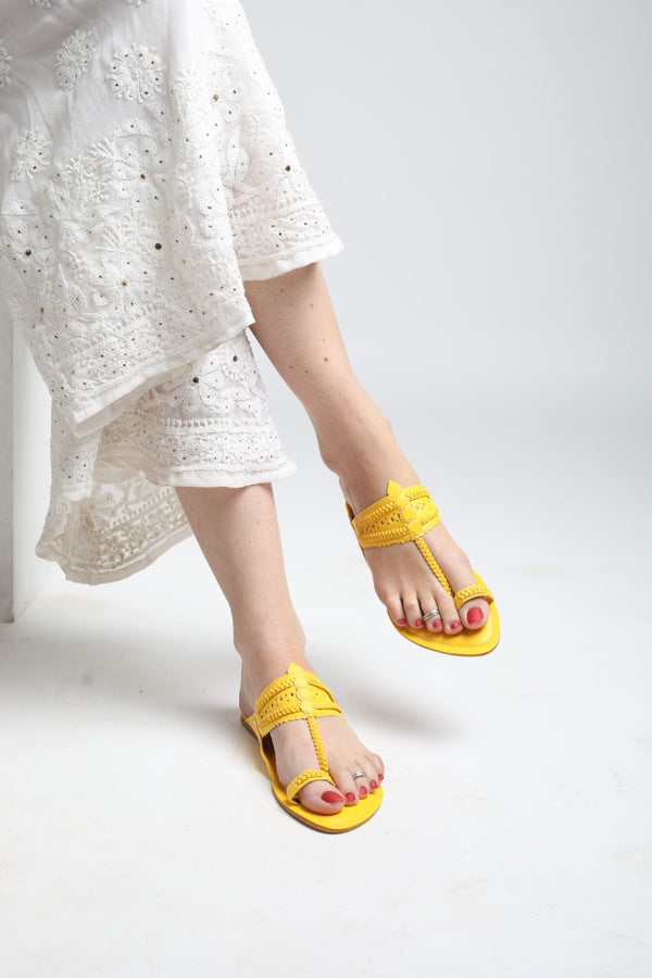 Summer Yellow Koolhapuri Flats