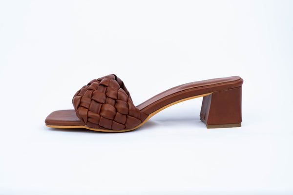 Espresso Brown Criss Cross Block Heels