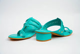 Turquoise Kolhapuri Box Heels
