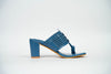 Peacock Blue Square Kolhapuri Block Heels