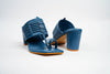 Peacock Blue Square Kolhapuri Block Heels