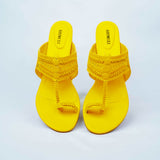 Summer Yellow Kolhapuri Block Heels