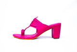 Magenta Pink Heels. Block Heels, Fuchsia Block Heels, Party Heels, Traditional wear, Heels, Koolhapuri Block Heels, SHIMUZZ Heels, Kolhapuri Heel, Side angle