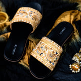 Gold embroidery with black base sliders