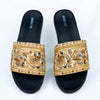 Gold embroidery with black base sliders