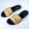 Gold embroidery with black base sliders