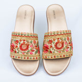 Embroidered gold sliders 