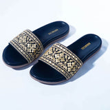Black with gold sequin sliders 